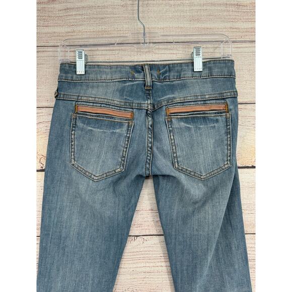 Free People Distressed Low Rise Skinny‎ Jeans Women's Size 24 Blue Medium Wash - Picture 4 of 10